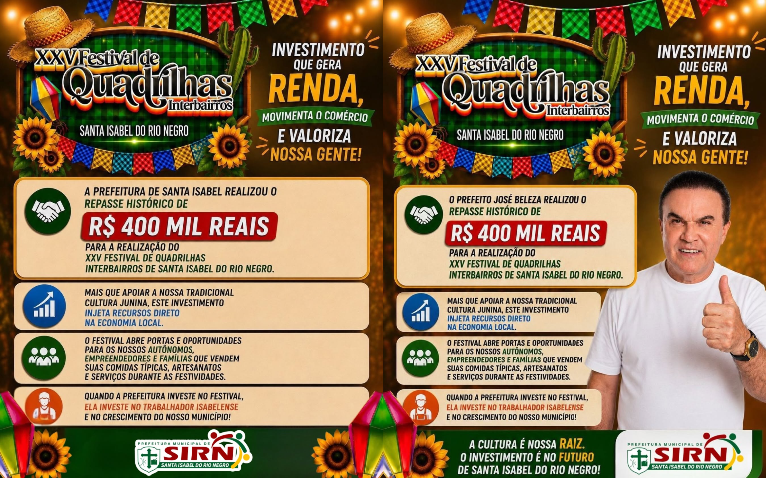 Prefeitura Municipal de Santa Isabel do Rio Negro realiza repasse histórico de R$ 400 mil para o XXV Festival de Quadrilhas Interbairros